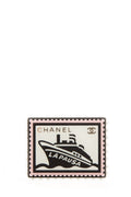 Chanel 2019 "La Pausa" Pink & Black & White Enamel Brooch