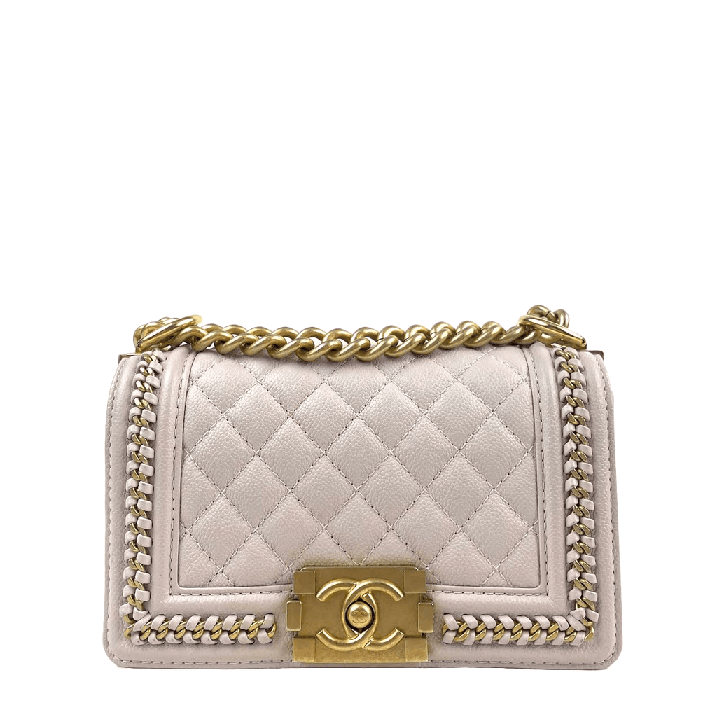 CHANEL 2021 - 2022 Small Boy "Braid Around" Bag Light Purple with Gold