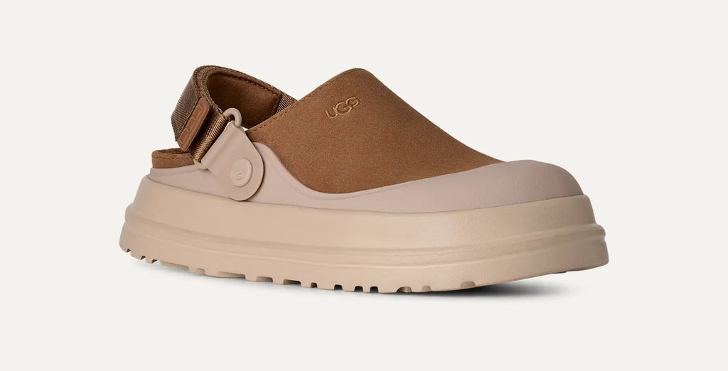 UGG Women's GoldenGlow Suede Mules in Chestnut