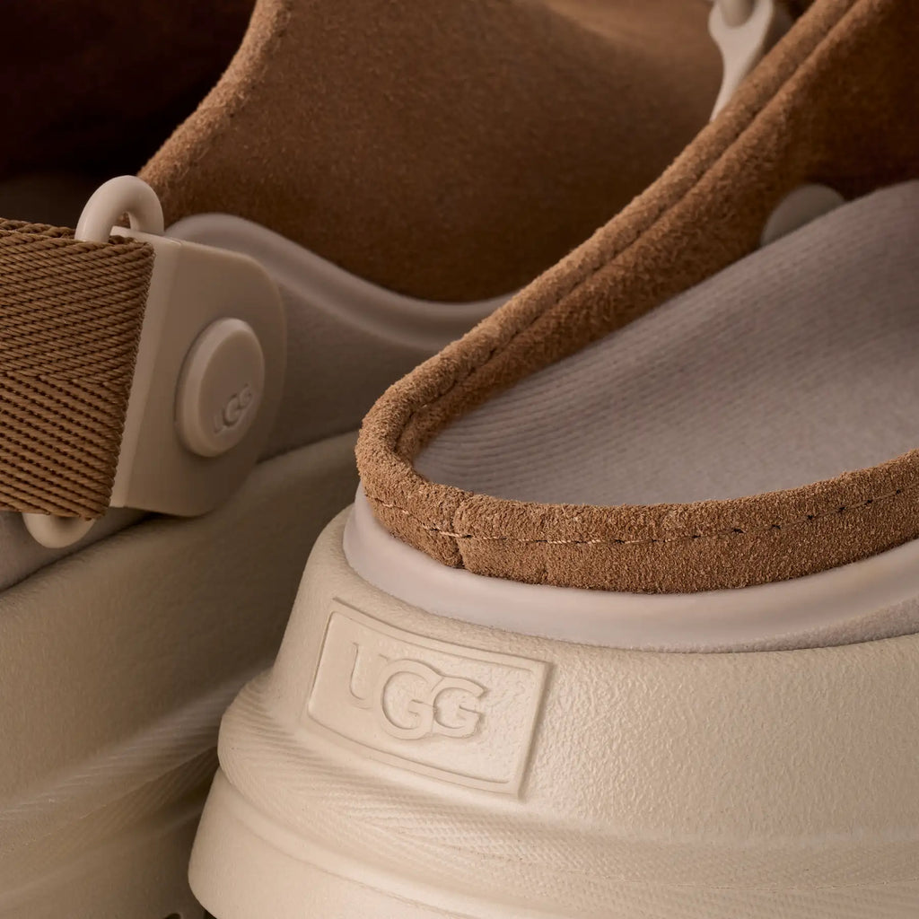 UGG Women's GoldenGlow Suede Mules in Chestnut