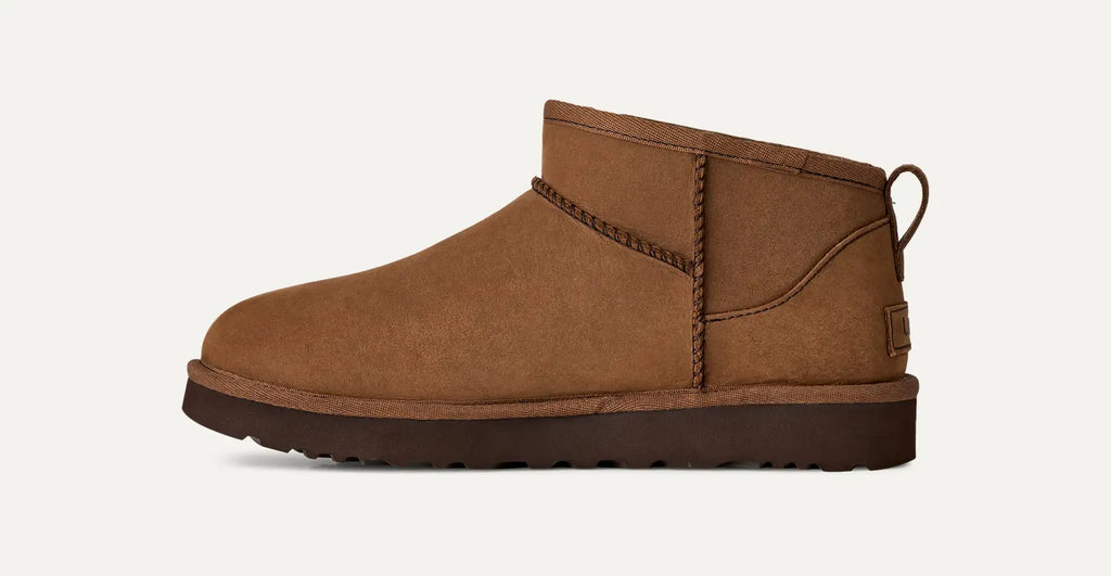 UGG Women's Classic Ultra Mini Nubuck Boots in Dark Chestnut