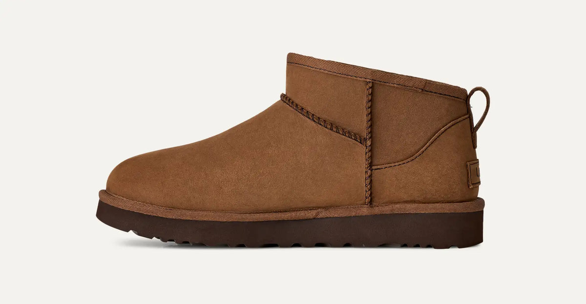 UGG Women's Classic Ultra Mini Nubuck Boots in Dark Chestnut