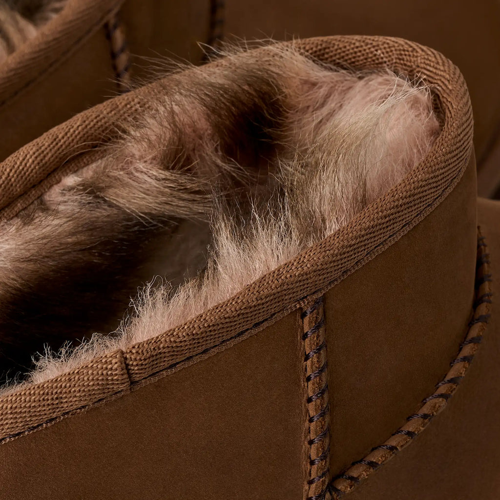 UGG Women's Classic Ultra Mini Nubuck Boots in Dark Chestnut