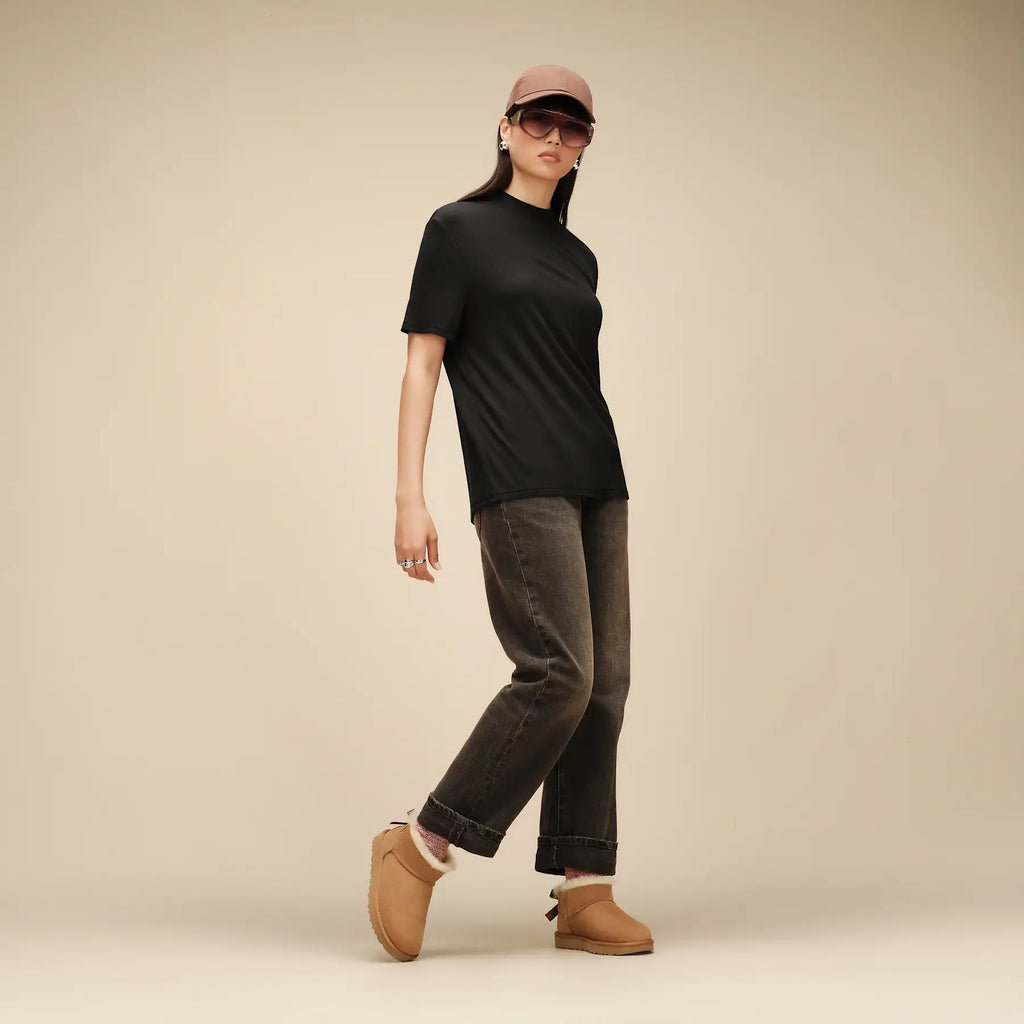 UGG Women's Ultra Mini Bailey Bow Boots in Chestnut