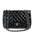 Chanel  Black Patent Leather Jumbo Classic with Silver Hardware – Accessorio premium elegante