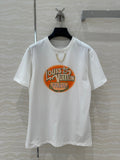 LV Classic Monogram Printed T-shirt White Orange Cotton – Accessorio premium elegante