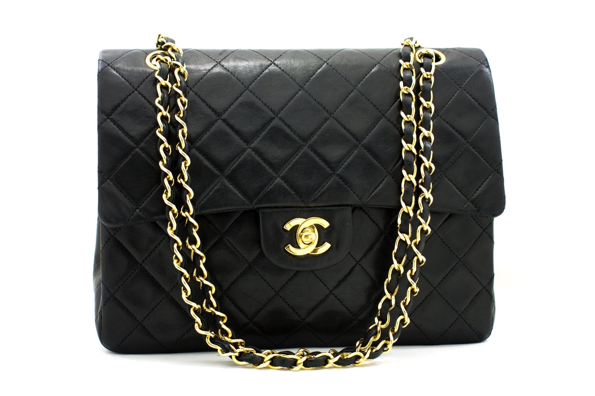 CHANEL 2.55 Double Flap Square Chain Shoulder Bag Black Lambskin i14 – Accessorio premium elegante