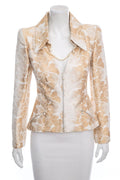 Chanel 2017 Cream & Gold Floral Print Jacket SZ 38