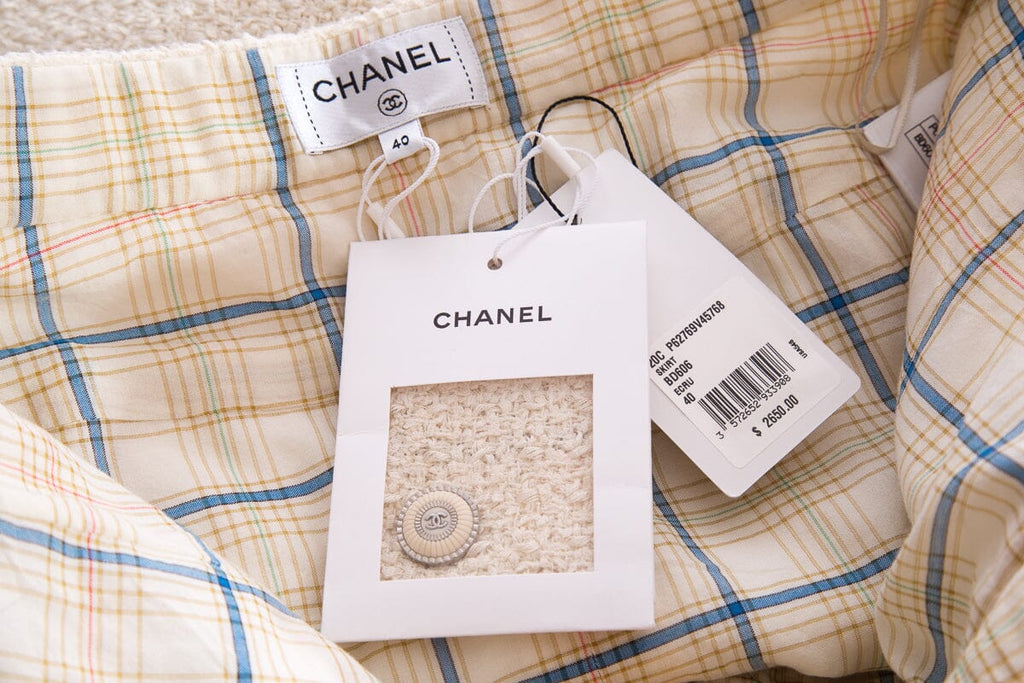 Chanel 2020 Cruise Ivory Fantasy Tweed Skirt SZ 38 NWT