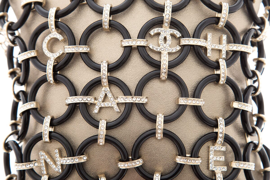 Chanel 2018 Limited Edition Black & Gold Leather & Chain Ring Cross-Body