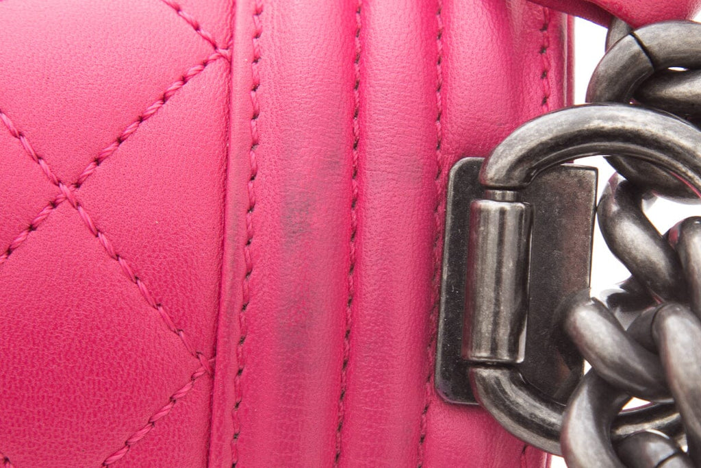 Chanel 2014 Hot Pink New Med Boy Bag Handbag