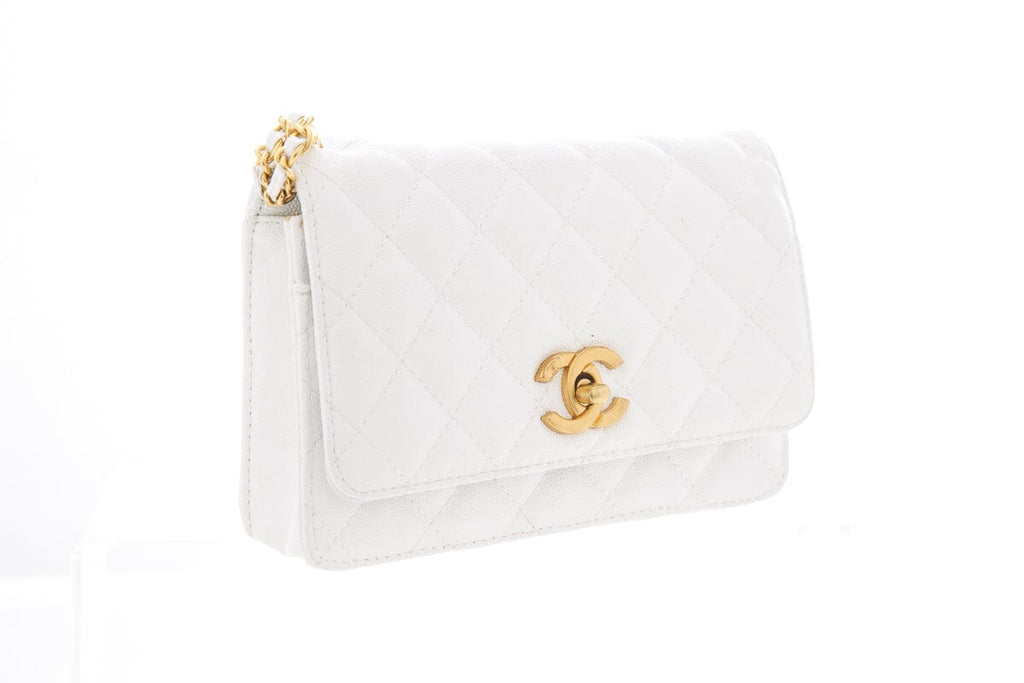 Chanel 2020-21 White Caviar Flap Cross-Body