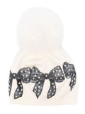 Berretto beige per bambina con pompon Monnalisa – Accessorio premium elegante