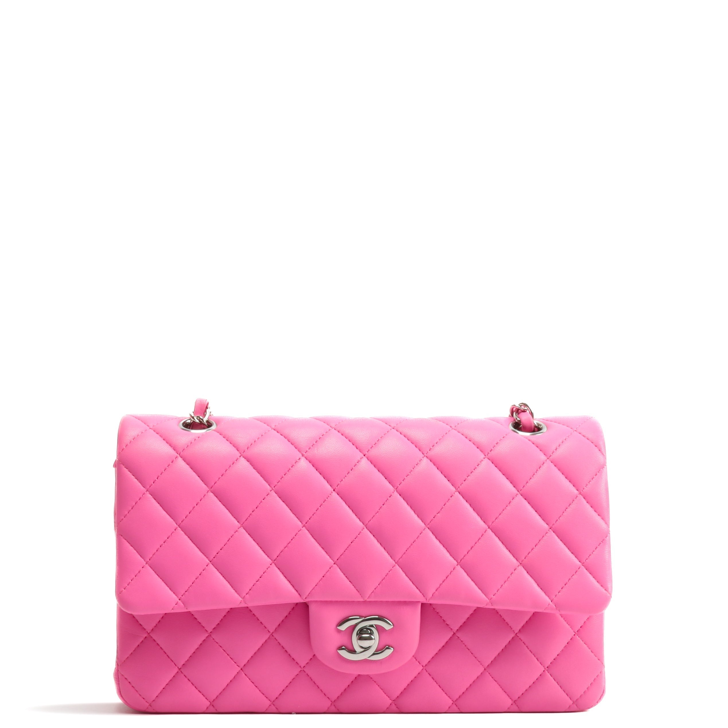 CHANEL 2021 Medium Classic Double Flap Lambskin- Bubblegum Pink
