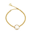 Christian Dior Yellow Gold Finish CD Crystal Station Double Chain Bracelet – Accessorio premium elegante