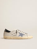Golden Goose Super-Star in Rete Argento Chiaro con Stella in Suede Azzurro