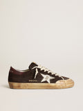 Golden Goose Super-Star Uomo Penstar in Suede Marrone con Stella Color Platino