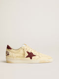 Golden Goose Ball Star Uomo in Nappa Beige con Stella e Talloncino in Rete Bordeaux
