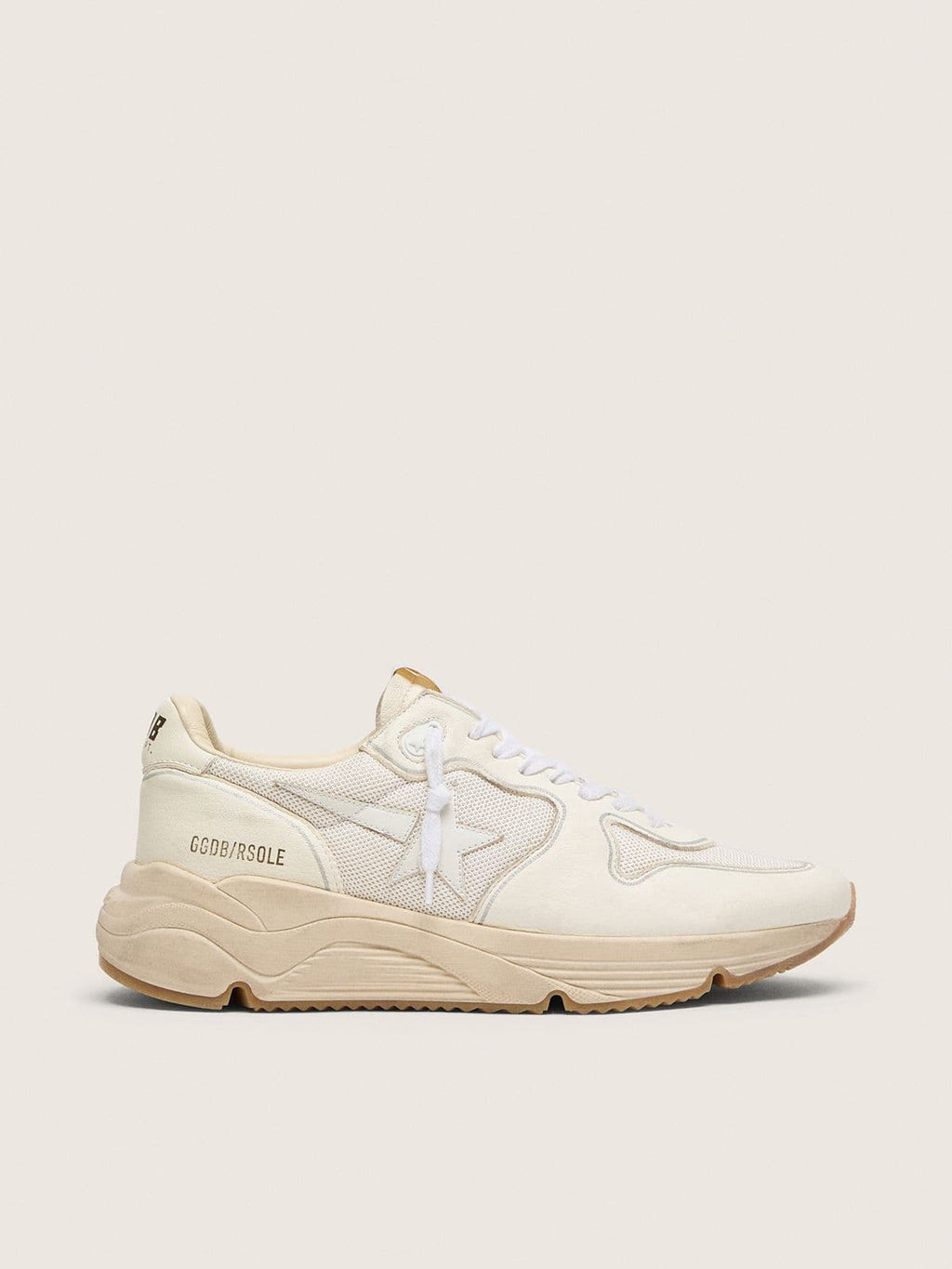 Golden Goose Running Sole Uomo in Rete e Nappa Bianco