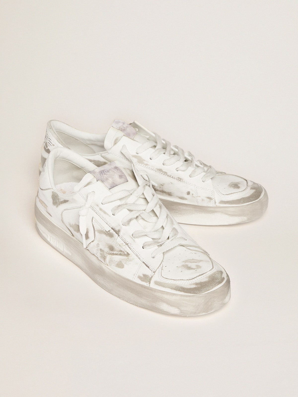 Golden Goose Stardan in Pelle Bianca con Stella e Talloncino in Pelle Bianca