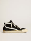 Golden Goose Slide Penstar Uomo in Suede Nero con Stella Nera e Virgola Bianca