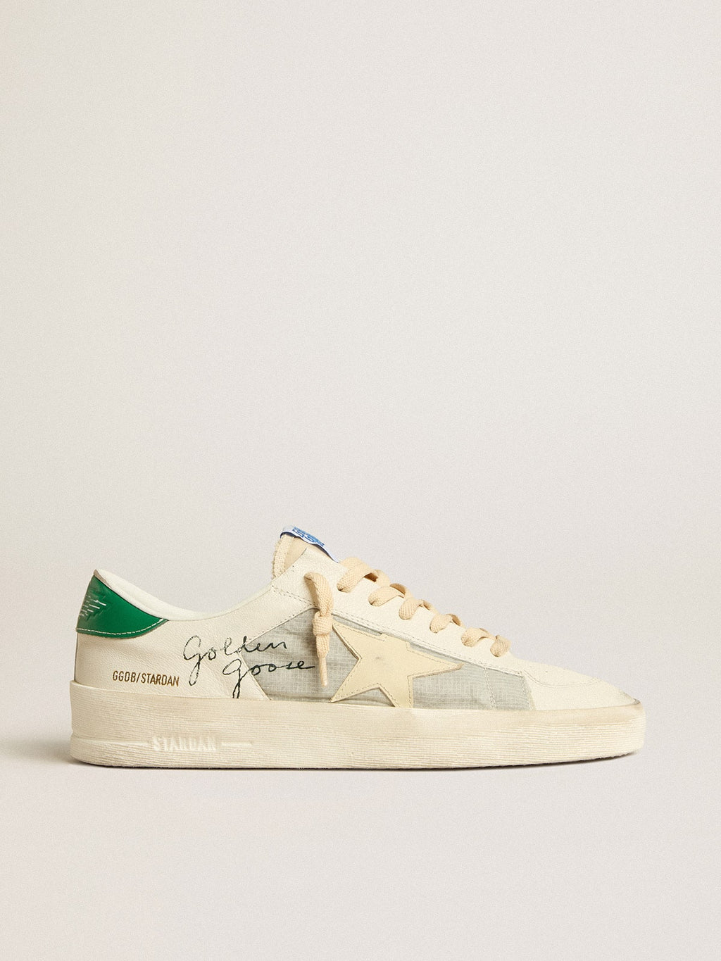 Golden Goose Stardan in Nappa Bianca con Stella in Pelle Color Crema