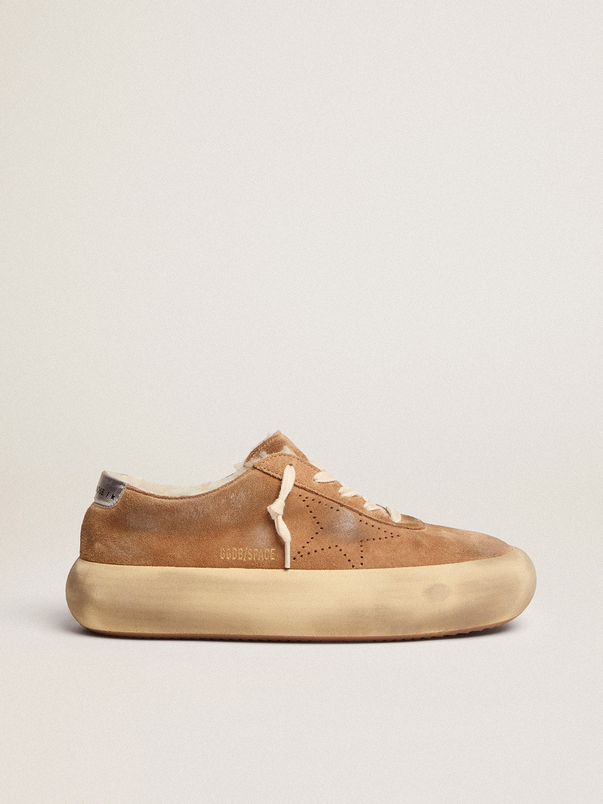 Golden Goose Space Star Uomo in Suede Tabacco e Fodera in Shearling