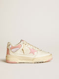 Golden Goose Forty2 Uomo con Stella Rosa e Talloncino in Pelle Bianca