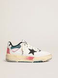 Golden Goose Forty2 Uomo con Stella Nera e Talloncino in Pelle Laminata Argento