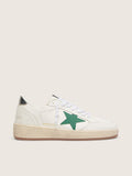Golden Goose Ball Star Uomo con Stella in Pelle Verde e Talloncino in Pelle Laminata