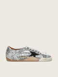 Golden Goose True-Star Uomo in Paillettes Argento con Stella Color Nero e Talloncino in Pelle Argento