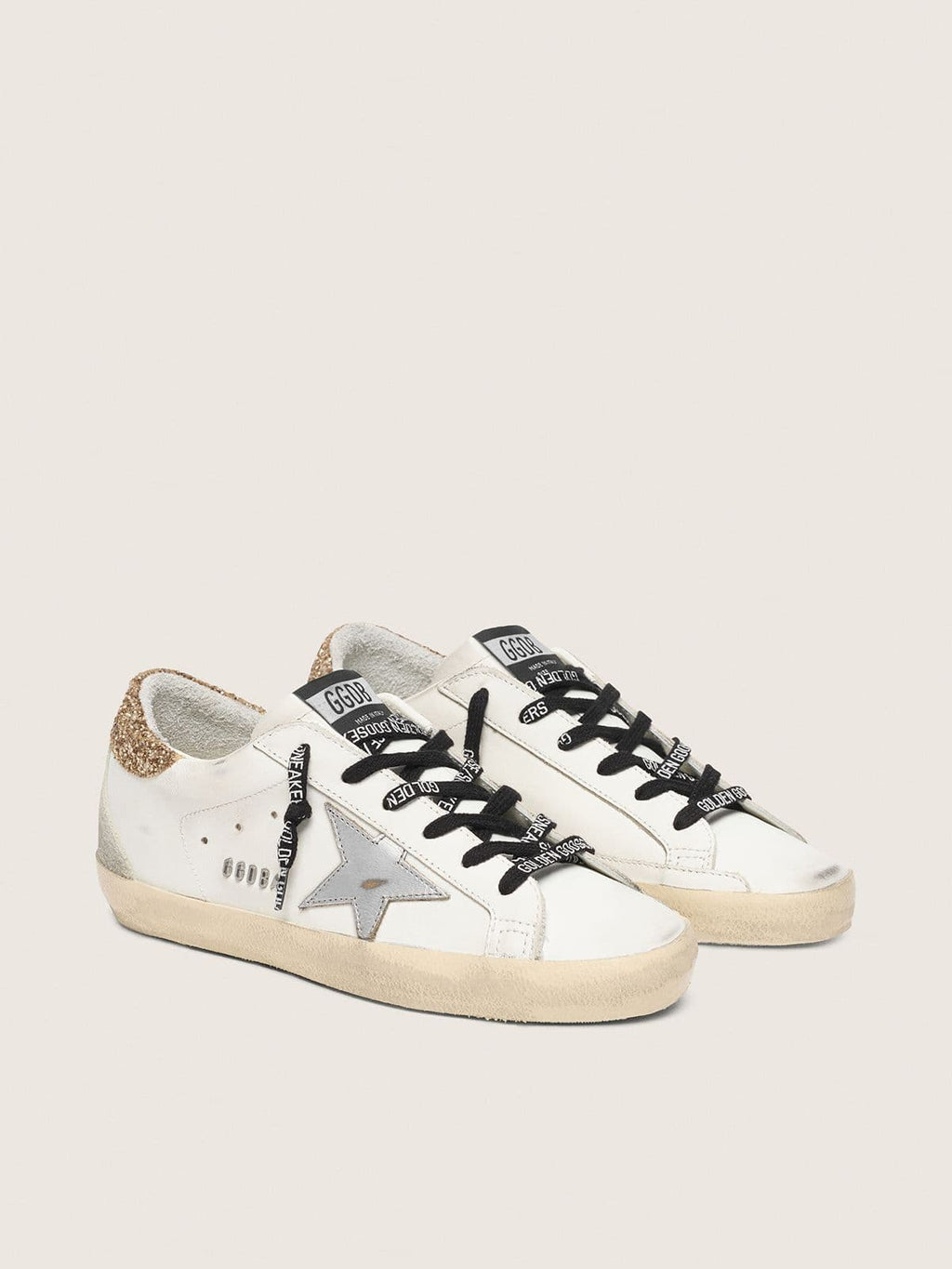 Golden Goose Super-Star Donna Bianche in Pelle con Talloncino Glitter