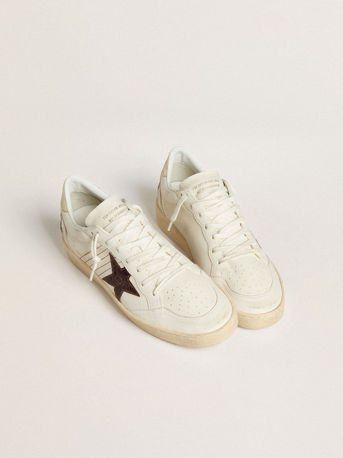 Golden Goose Ball Star con Stella in Pelle con Stampa Cocco Bordeaux e Talloncino Oro