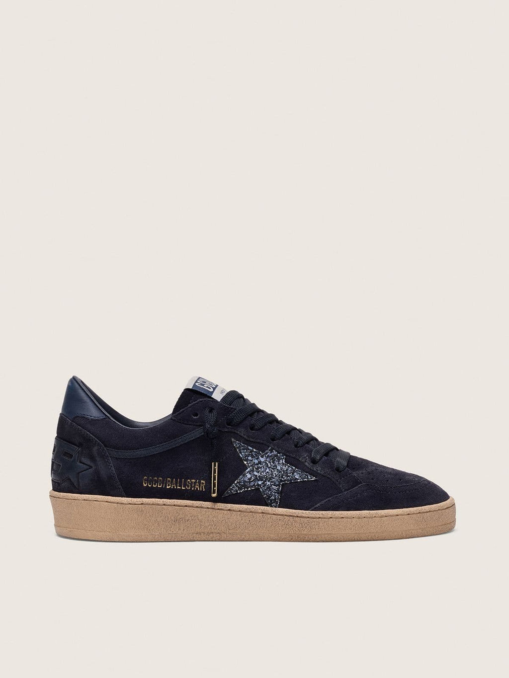 Golden Goose Ball Star Donna in Suede Blu Scuro con Stella Glitter Blu Scuro