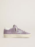 Golden Goose Hi Star Donna in Suede Viola con Stella Glitter Argento