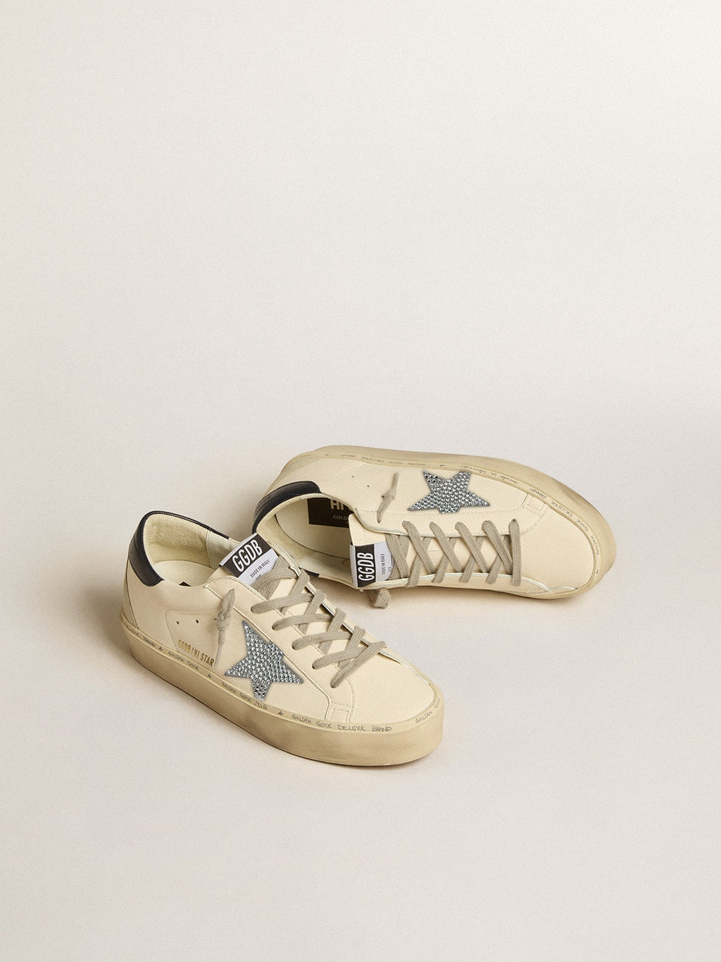 Golden Goose Hi Star in Nappa con Stella in Cristalli Swarovski e Talloncino in Pelle Blu Scuro