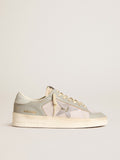 Golden Goose Stardan in Nappa Grigia e Rete Bianca con Stella in Pelle Grigia