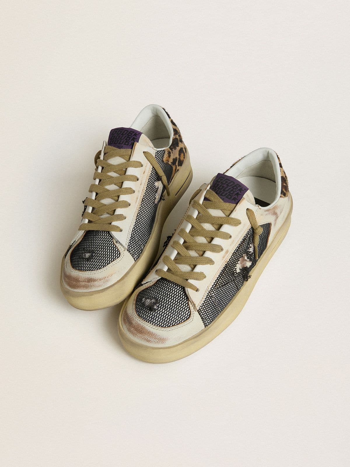 Golden Goose Stardan Donna in Nappa e Rete con Talloncino in Cavallino Leopardato