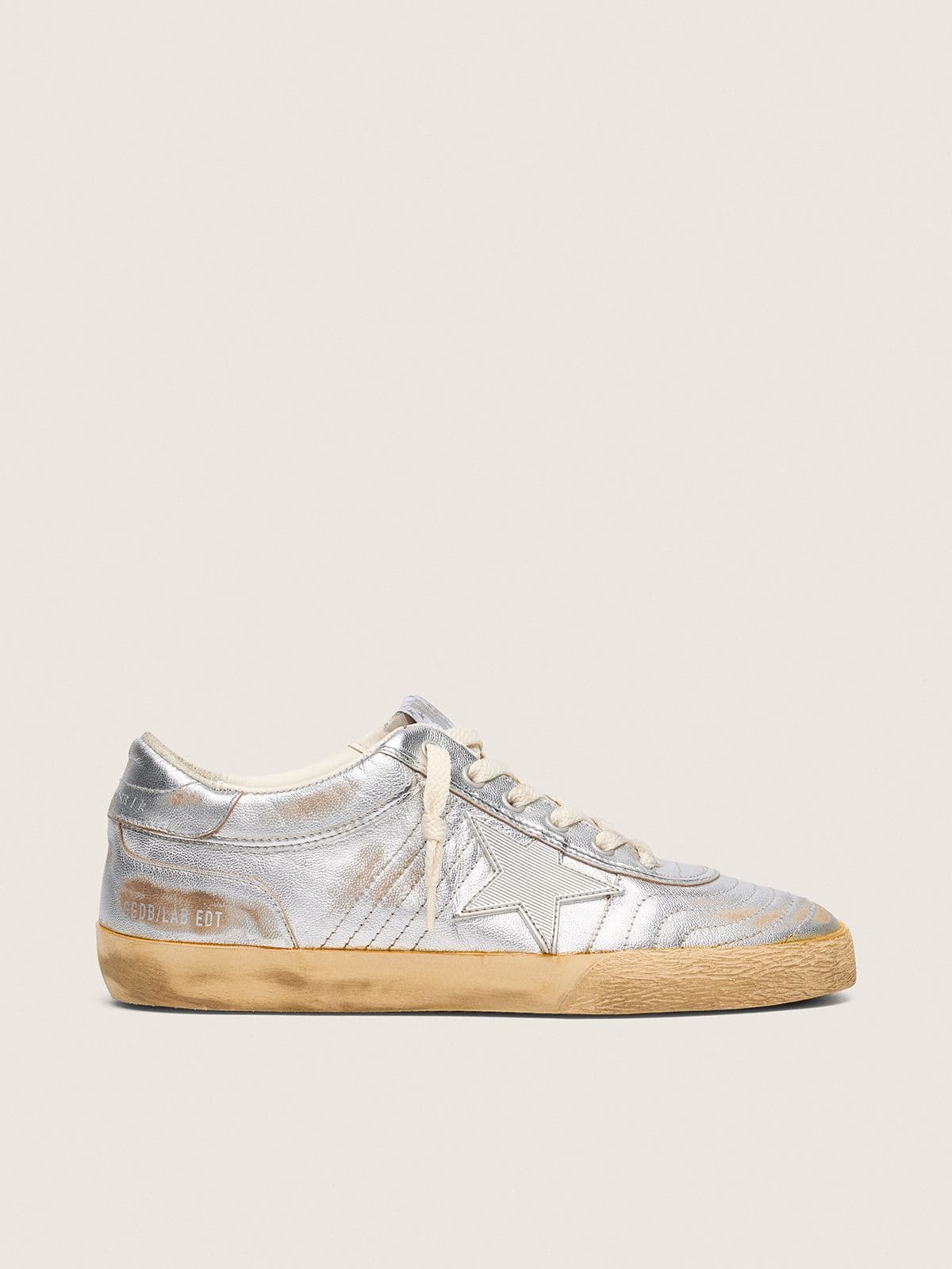 Golden Goose Super-Star Donna Lab in Nappa Laminata con Stella in Tpu Argento