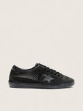 Golden Goose Super-Star Ltd Donna in Suede Nero Traforato con Stella e Cristalli Neri