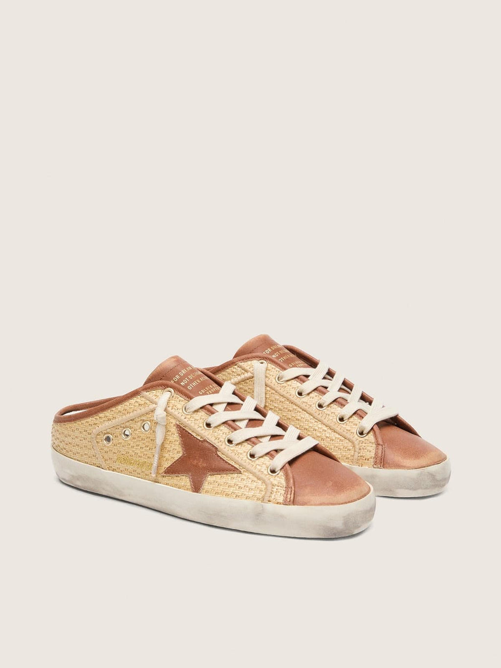 Golden Goose Super-Star Sabot Donna in Rafia con Stella Color Mattone