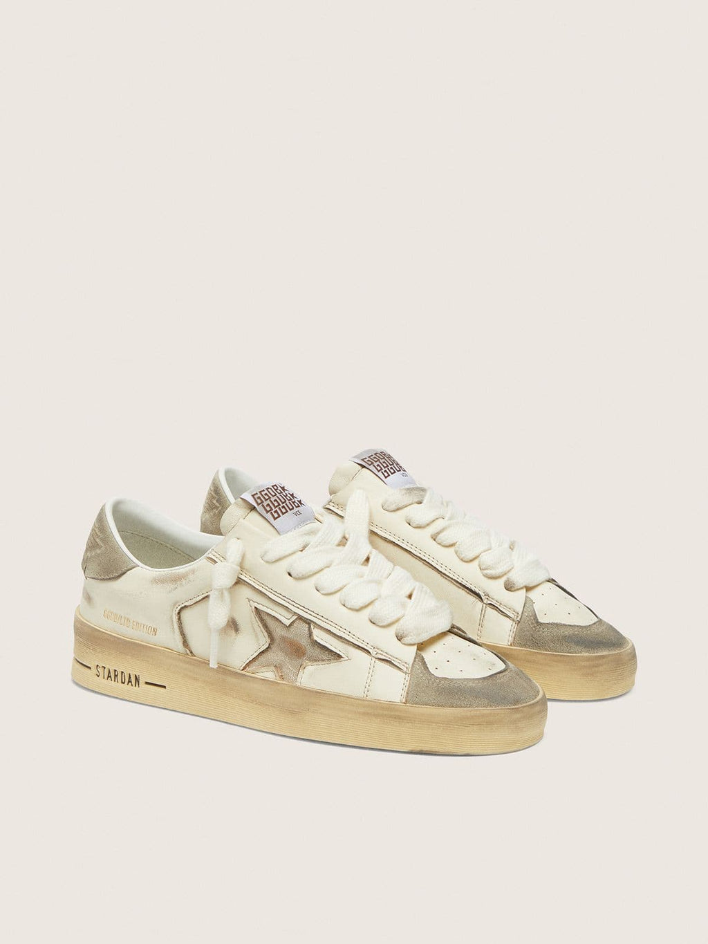 Golden Goose Stardan Ltd Donna in Suede e Nappa Bianca con Stella Oro