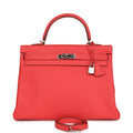 Pre-owned Hermes Retourne Kelly 35 Rose Jaipur Clemence Palladium Hardware – Accessorio premium elegante