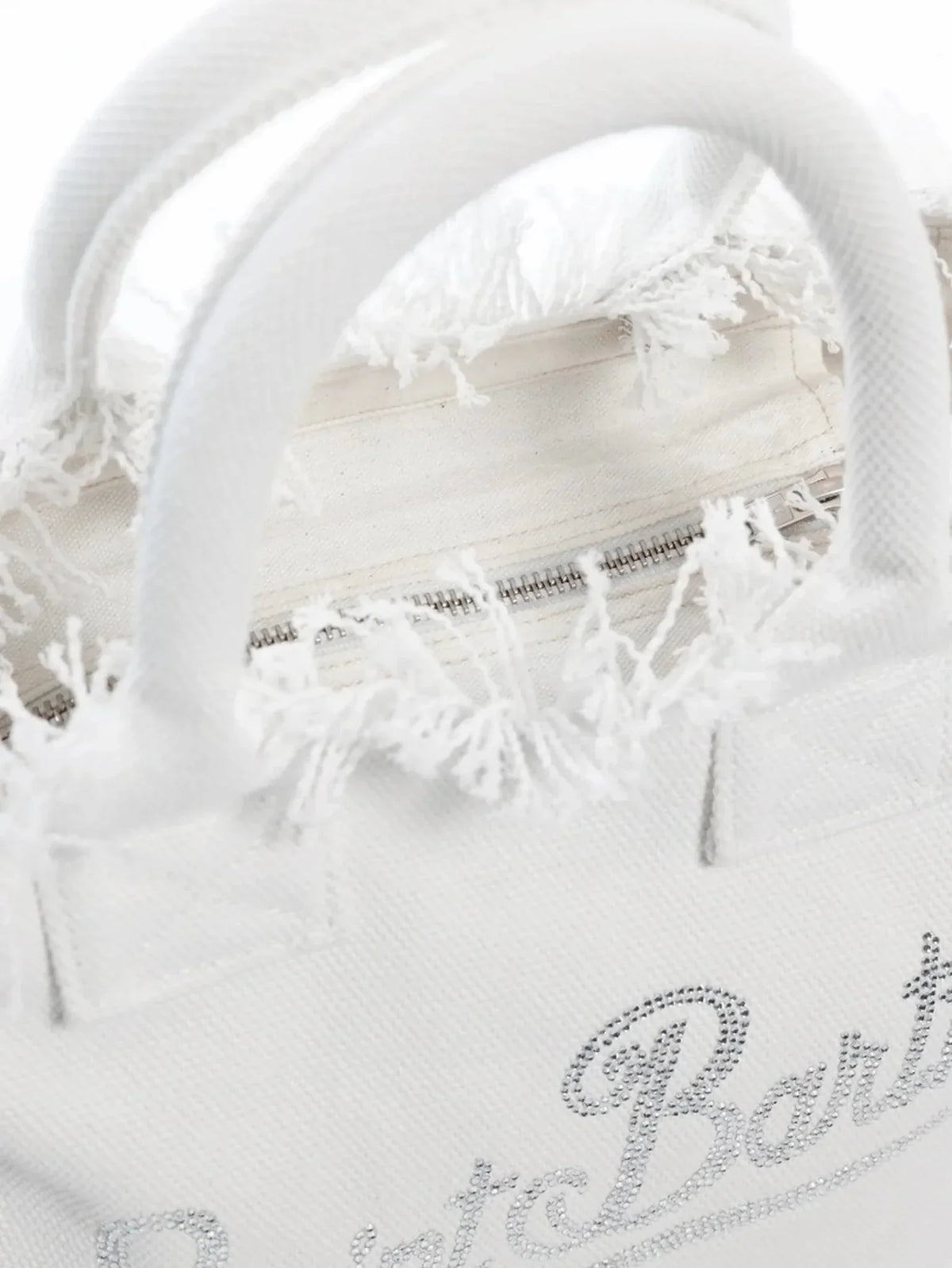 Borsa Colette in canvas di cotone bianca con logo strass