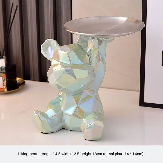 Geometric Bear Statue with Storage Tray – Stylish premium accessory