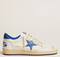 Ball Star Donna in nappa bianca con stella e talloncino in pelle laminata bluette "ULTIMI PEZZI"