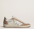 Ball Star LTD in nappa bianca e suede rosa antico con stella e talloncino in pelle laminata argento