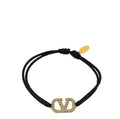 Valentino Black VLogo Crystal Cord Bracelet – Accessorio premium elegante