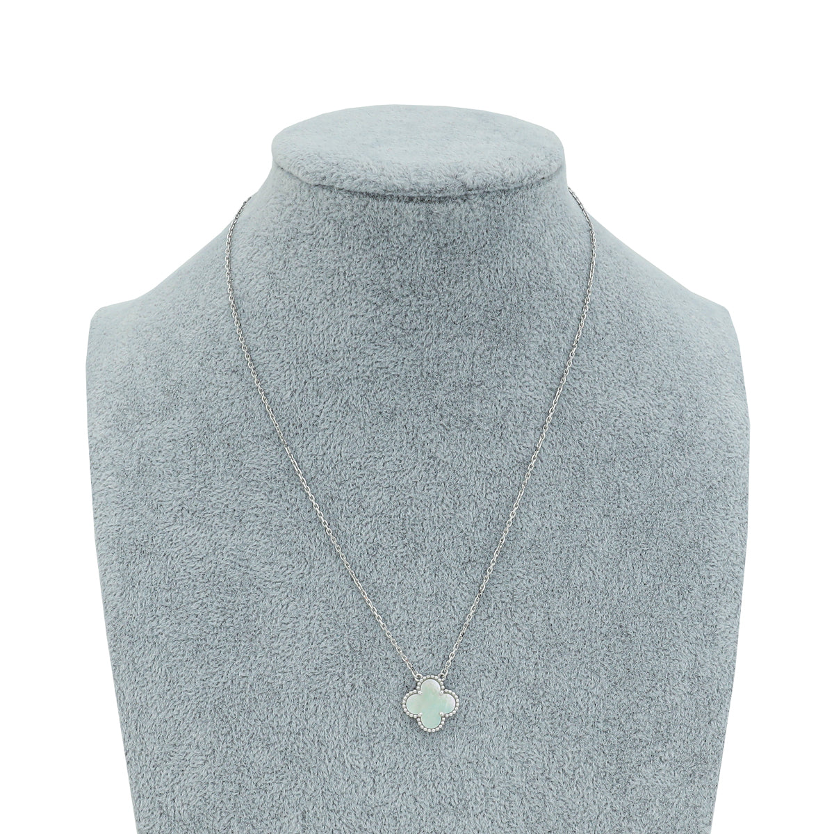 Van Cleef & Arpels 18K White Gold MOP Vintage Alhambra Pendant Necklace – Accessorio premium elegante