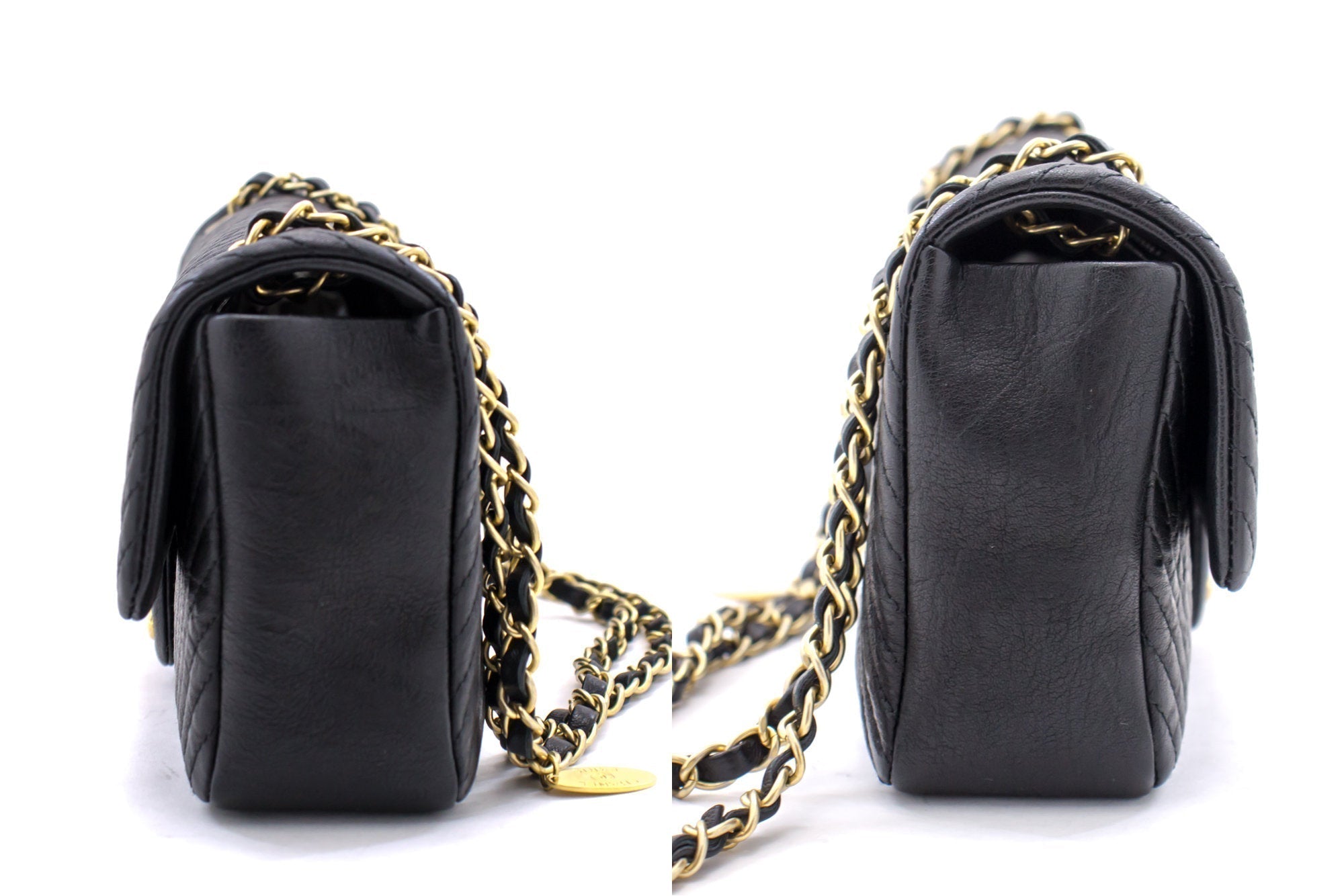 Chanel 2015 Chevron V-Stitch Leather Chain Flap Shoulder Bag i80
